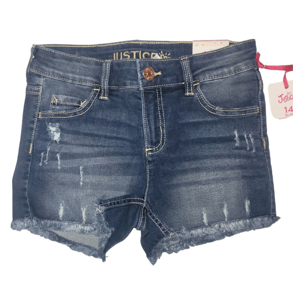 Justice Other - Girls Justice Distressed Classic Denim Dark Wash Shorts Size 14 Slim